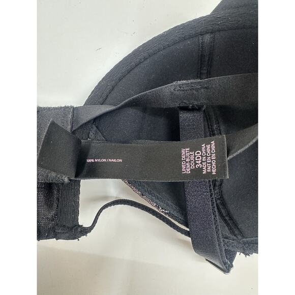 Victorias Secret Womens Bra Size 34DD Lined Demi Black Lacey Underwired - Picture 5 of 8